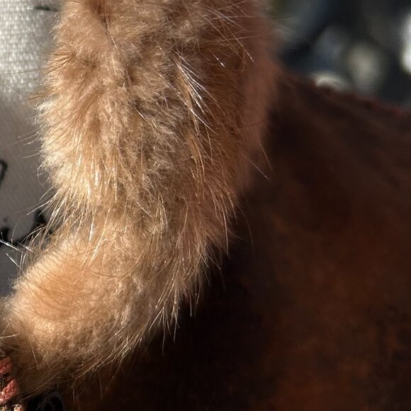 HOSS COUTURE Upscale Genuine Leather Jacket w/ Beaver Fur Collar + Cuffs, S/M - Picture 6 of 16